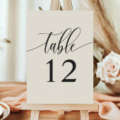 Numéro De Table Mariage Minimaliste Calligraphie Crème d'Ivoire
