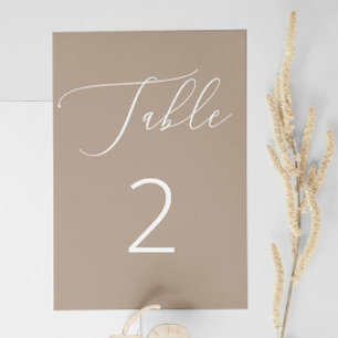 Numéro De Table Mariage minimaliste classique neutre Dusty Taupe