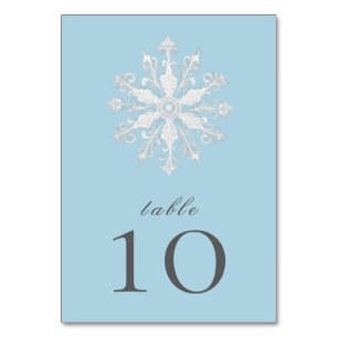 Numéro De Table Mariage minimaliste de flocon de neige Bleu glac