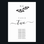 Numéro De Table Mariage minimaliste de papillon noir blanc<br><div class="desc">Un design minimaliste mariage monogramme noir et blanc papillon. Un design simple qui utilise un croquis de papillons pour créer un monogramme classique élégant. Un charmant design de papillon noir et blanc avec des touches rustiques et une typographie de script classe. Un élégant design de numéro de table mariage à...</div>