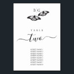 Numéro De Table Mariage minimaliste de papillon noir blanc<br><div class="desc">Un design minimaliste mariage monogramme noir et blanc papillon. Un design simple qui utilise un croquis de papillons pour créer un monogramme classique élégant. Un charmant design de papillon noir et blanc avec des touches rustiques et une typographie de script classe. Un élégant design de numéro de table mariage à...</div>