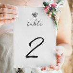 Numéro De Table Mariage minimaliste de typographie écrite à la mai<br><div class="desc">Un design mariage simple minimaliste de typographie manuscrite. Un design unique qui utilise un style mariage calligraphie classique personnel. Un design moderne écrit à la main avec des tons blancs et gris. Un élégant design de numéro de table de mariage avec des éléments modernes mais traditionnels. Des invitations de mariage...</div>