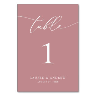 Numéro De Table Mariage minimaliste Dusty Rose Événement personn