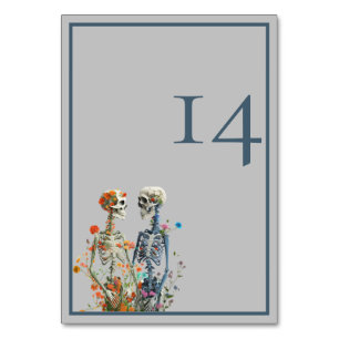 Numéro De Table Mariage minimaliste élégant gris squelette