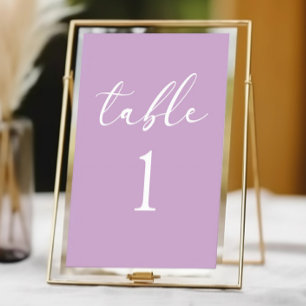 Numéro De Table Mariage Minimaliste Élégant Lilas Minimal