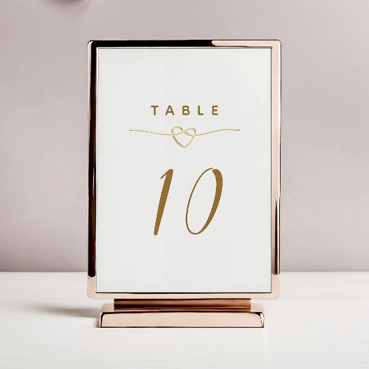 Numéro De Table Mariage minimaliste Élégant Or