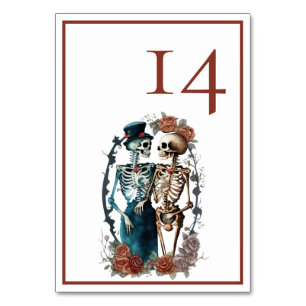 Numéro De Table Mariage minimaliste élégant Skeleton Couple