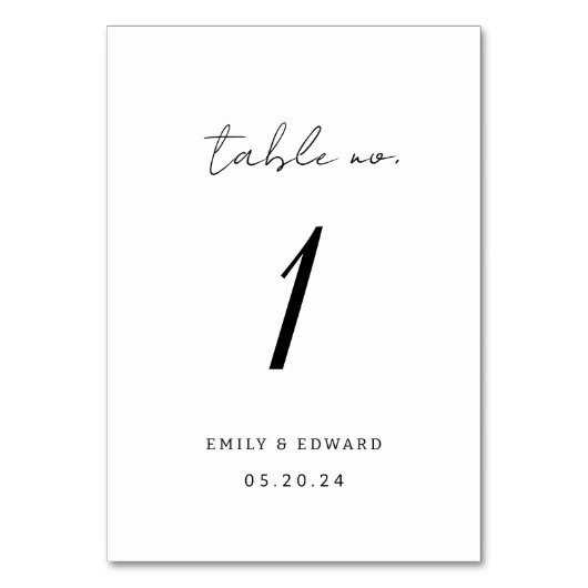 Numéro De Table Mariage minimaliste moderne (Dos)