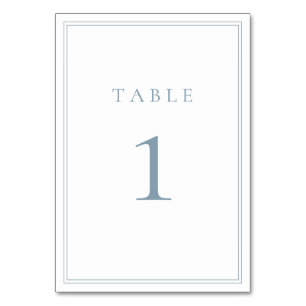 Numéro De Table Mariage minimaliste moderne bleu poussiéreux