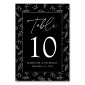 Numéro De Table Mariage Minimaliste Moderne Botanique Noir (Dos)