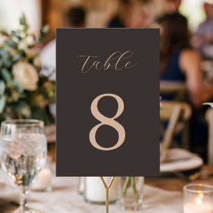Numéro De Table Mariage Minimaliste Moderne Brun