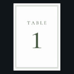 Numéro De Table Mariage minimaliste moderne de couleur foncée<br><div class="desc">Sage Green moderne, minimaliste numéro de table mariage. Entièrement personnalisable ! **VEUILLEZ NOTER : Pour commander des numéros de tableau, chaque numéro de carte doit être modifié/customisé séparément et ajouté à votre panier. Par exemple : si vous sélectionnez Qté : 20 cartes et Ajouter au panier, il sera du même...</div>