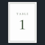 Numéro De Table Mariage minimaliste moderne de couleur foncée<br><div class="desc">Sage Green moderne, minimaliste numéro de table mariage. Entièrement personnalisable ! **VEUILLEZ NOTER : Pour commander des numéros de tableau, chaque numéro de carte doit être modifié/customisé séparément et ajouté à votre panier. Par exemple : si vous sélectionnez Qté : 20 cartes et Ajouter au panier, il sera du même...</div>