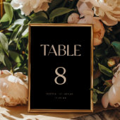 Numéro De Table Mariage minimaliste noir