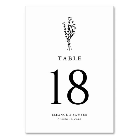 Numéro De Table Mariage minimaliste noir (Par défaut)