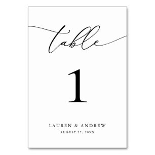 Numéro De Table Mariage minimaliste noir et blanc Événement pers