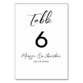 Numéro De Table Mariage moderne à main noire blanche (Dos)