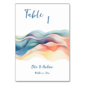 Numéro De Table Mariage Moderne Abstrait Vague de Couleur Bleu Bla (Par défaut)