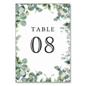 Numéro De Table Mariage Moderne aux feuillages d'eucalyptus (Dos)