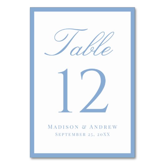 Numéro De Table Mariage Moderne avec Bordure Bleue (Par défaut)