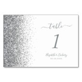 Numéro De Table Mariage Moderne avec Bordure Pailletée Argent Blan (Dos)