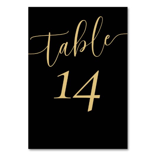 Numéro De Table Mariage moderne Black & Gold (Par défaut)