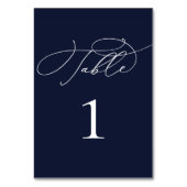 Numéro De Table Mariage moderne bleu marine Numéro de tableau (Dos)