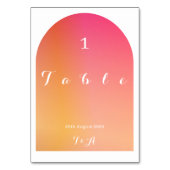 Numéro De Table Mariage moderne Boho Arch Sunset Ombre (Dos)