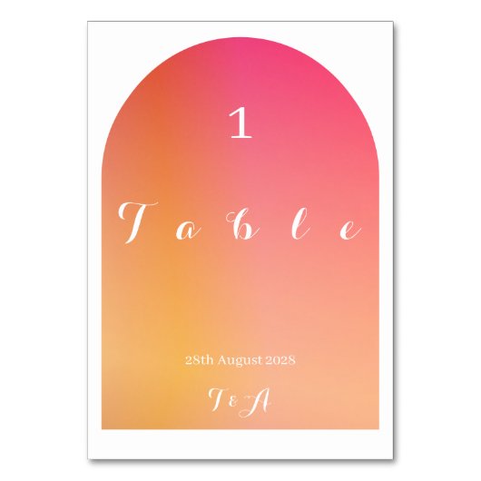 Numéro De Table Mariage moderne Boho Arch Sunset Ombre (Par défaut)