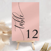 Numéro De Table Mariage Moderne Calligraphie Rose Corail Doux