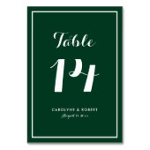 Numéro De Table Mariage Moderne Calligraphie Vert Forêt (Dos)