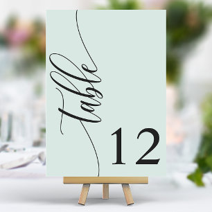 Numéro De Table Mariage Moderne Calligraphie Vert Menthe Pastel