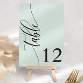 Numéro De Table Mariage Moderne Calligraphie Vert Menthe Pastel