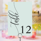 Numéro De Table Mariage Moderne Calligraphie Vert Menthe Pastel
