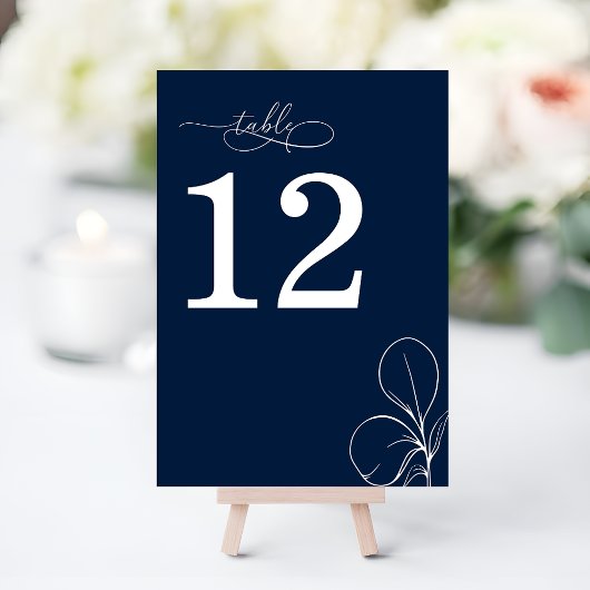 Numéro De Table Mariage Moderne Chic Bleu Nuit