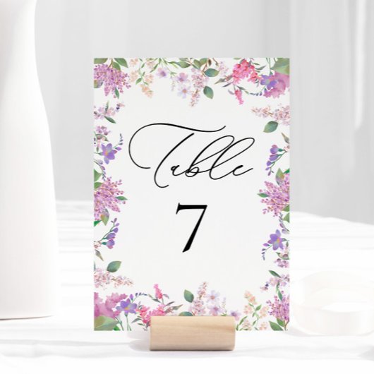 Numéro De Table Mariage moderne chic Lavande violet Fleurs