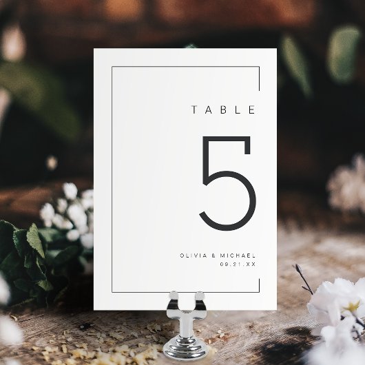 Numéro De Table Mariage moderne chic minimaliste
