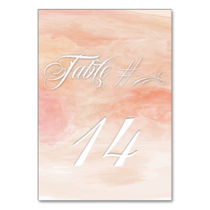 NUMÉRO DE TABLE MARIAGE MODERNE CORAL WATERCOLOR