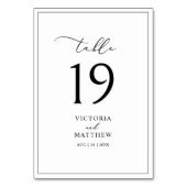 Numéro De Table Mariage moderne de calligraphie noir et blanc (Dos)