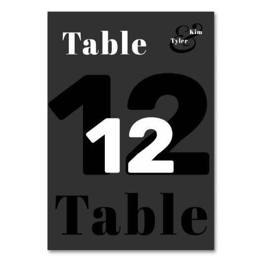 Numéro De Table Mariage moderne design noir et blanc (Par défaut)