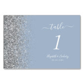Numéro De Table Mariage moderne Dusty Blue Silver Parties scintill (Dos)