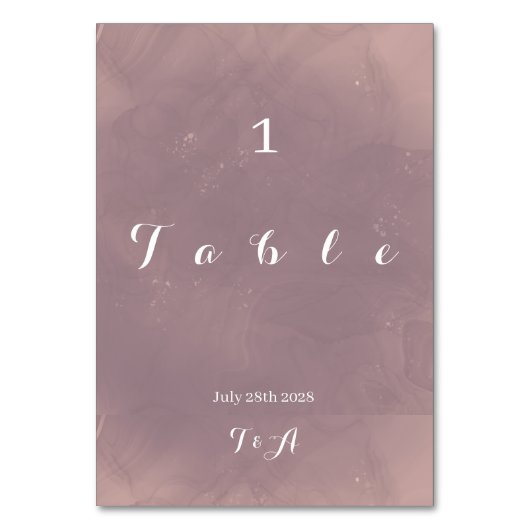 Numéro De Table Mariage moderne Dusty Rose Ombre (Dos)