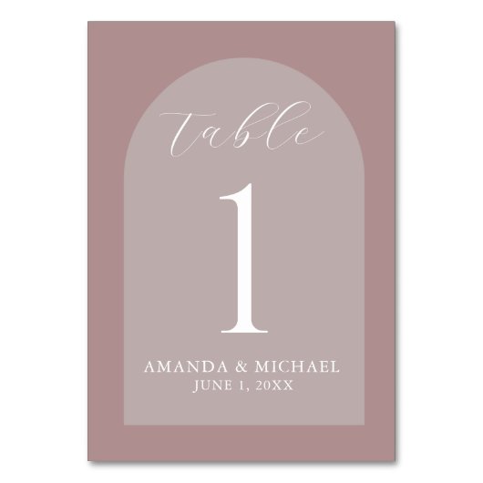 Numéro De Table Mariage moderne Dusty Rose teles (Dos)