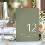 Numéro De Table Mariage moderne élégant<br><div class="desc">Numéro de table moderne et élégant avec numéro de table moderne vert sauge. Idéal pour les mariages ou vos prochaines occasions spéciales.</div>