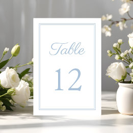 Numéro De Table Mariage Moderne Élégant Bleu Poudre