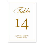 Numéro De Table Mariage moderne élégant en or (Dos)