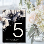 Numéro De Table Mariage moderne élégant noir floral<br><div class="desc">Design mariage moderne moderne, noir et blanc, mignon et sobre. Un look classique mais fantaisiste avec des fleurs noires, grises et crème avec des polices noires et des lettres modernes. Modifiez tout le texte à vos propres informations. Vous pouvez même changer la couleur arrière - plan à tout ce que...</div>