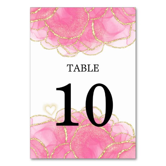 Numéro De Table Mariage moderne élégant rose et or (Dos)