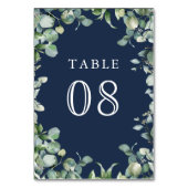 Numéro De Table Mariage Moderne Eucalyptus Verdure Bleu Marine (Par défaut)