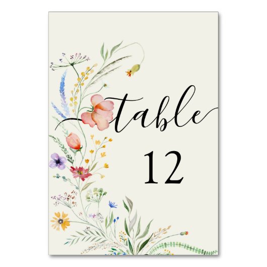 Numéro De Table Mariage moderne Fleur sauvage minimal élégant (Par défaut)